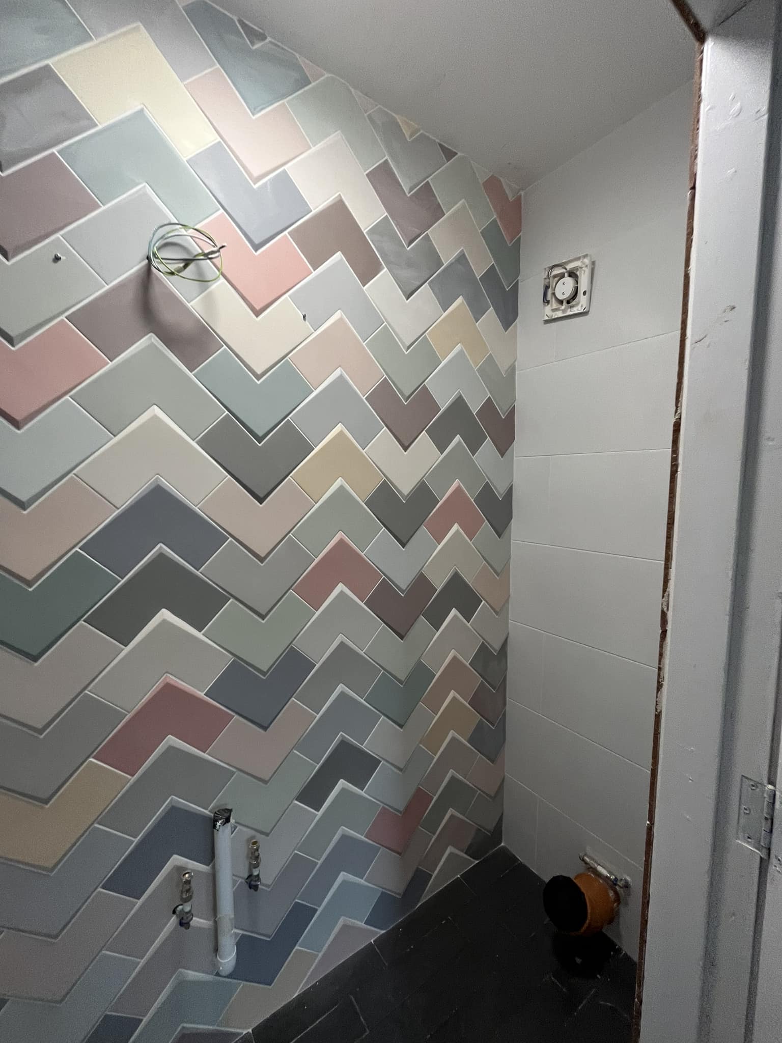 tiled bathroom wall